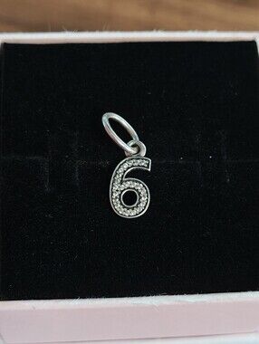 Authentic Pandora Retired Number 6 Dangle Charm – 791344CZ